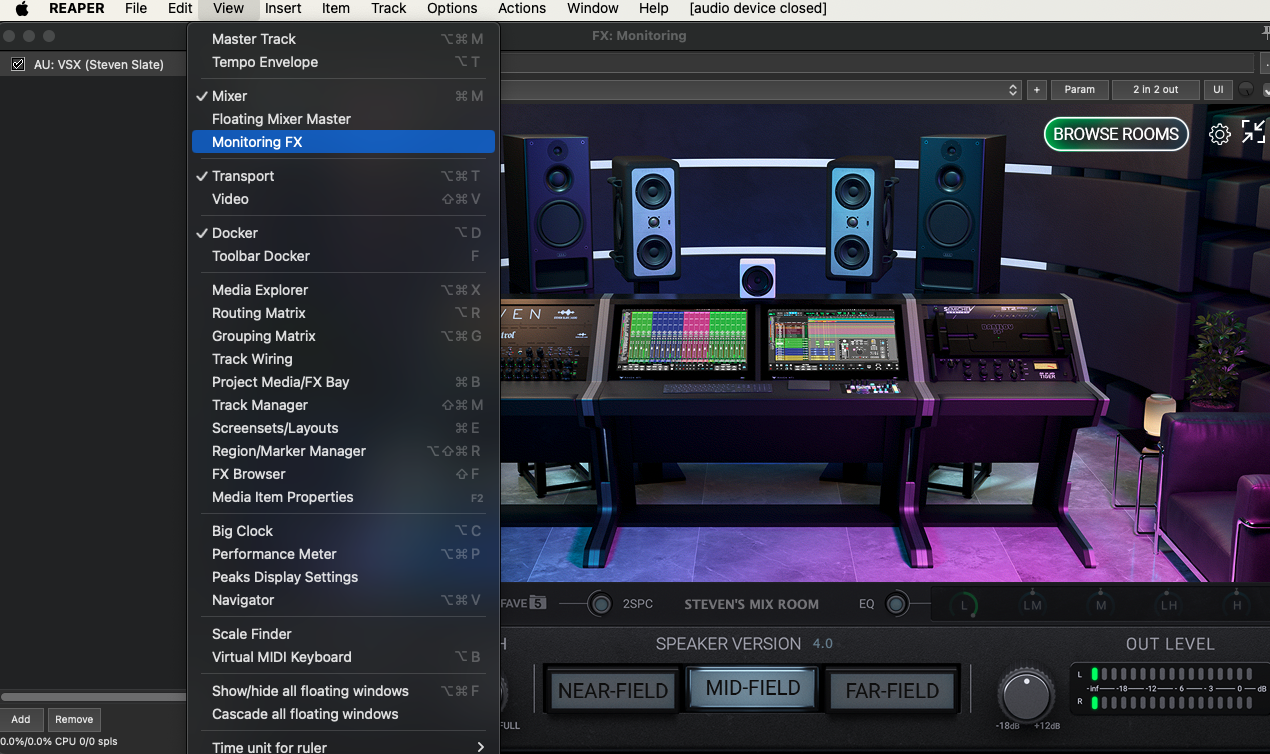 How to manage workflow with VSX and Speakers in REAPER Steven